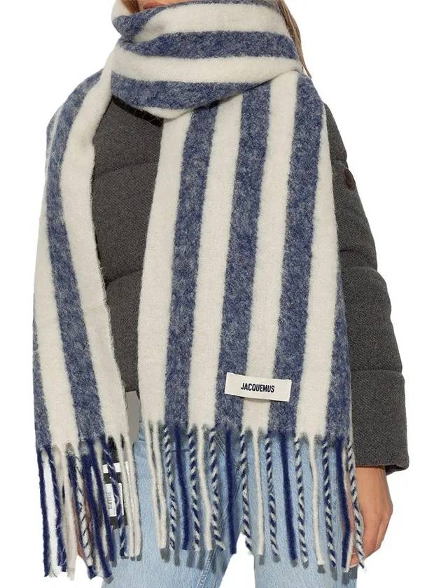 Carro Mohair Alpaca Muffler White Blue - JACQUEMUS - BALAAN 3