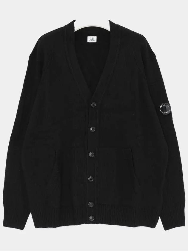 Lambswool GRS Buttoned Cardigan Black - CP COMPANY - BALAAN 3