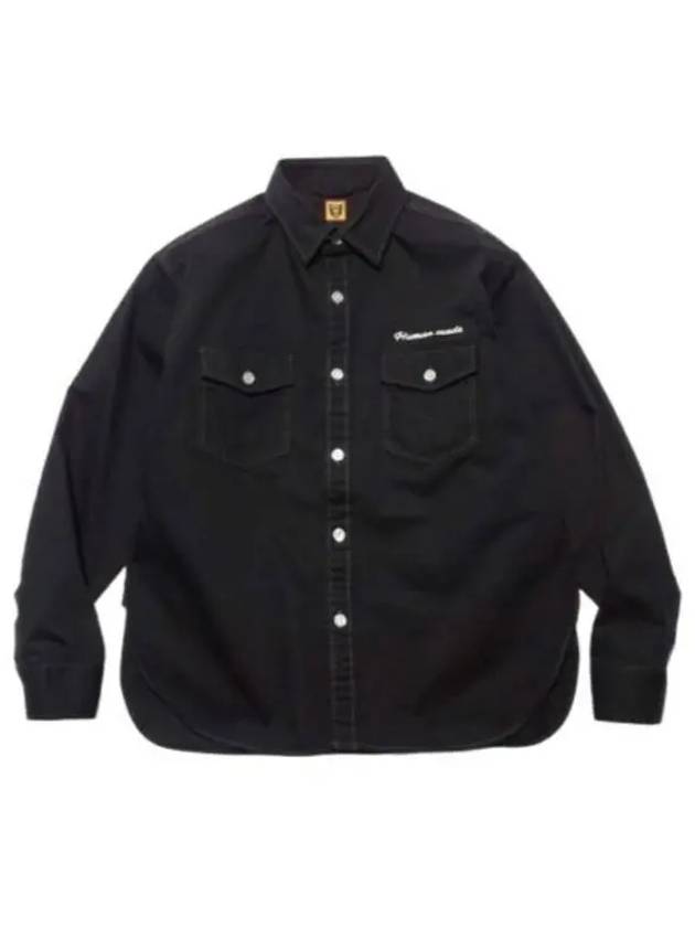 Cotton Twill Long Sleeve Shirt Black - HUMAN MADE - BALAAN 2