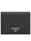 Gold Hardware Triangle Logo Saffiano Half Wallet Black - PRADA - BALAAN 2