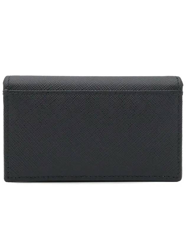 Saffiano Leather Triangle Logo Card Wallet Black - PRADA - BALAAN 3