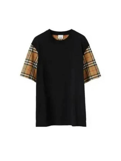 Vintage Check Sleeve Cotton Oversized T-shirt Black - BURBERRY - BALAAN 2