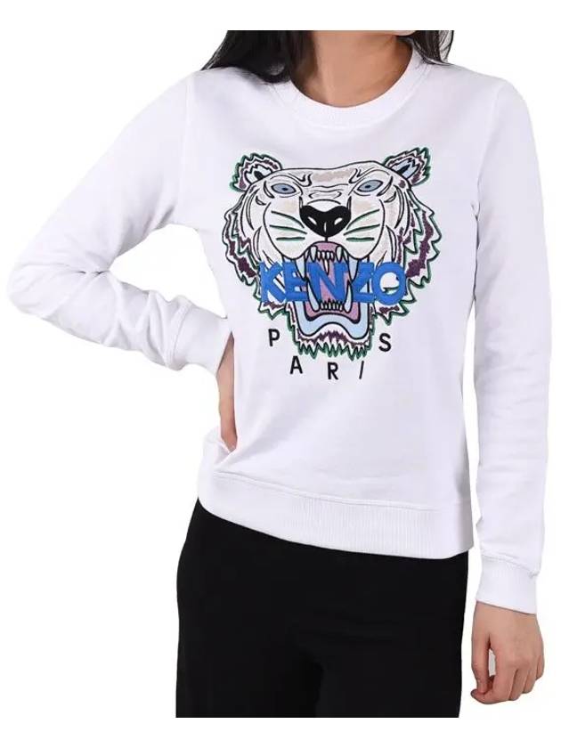 Women's Tiger Embroidery Sweatshirt White - KENZO - BALAAN 2