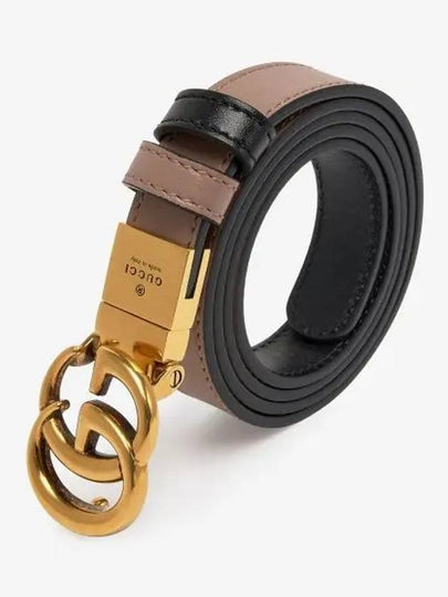 GG Marmont Reversible Thin Belt Pink Black - GUCCI - BALAAN 2