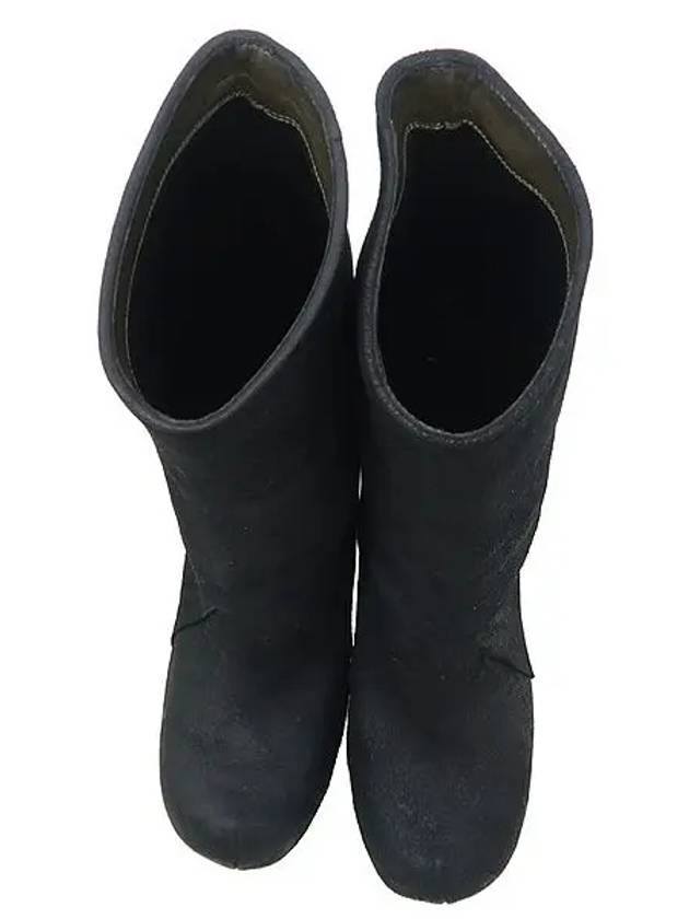 Black leather wedge heel women s long boots - RICK OWENS - BALAAN 4