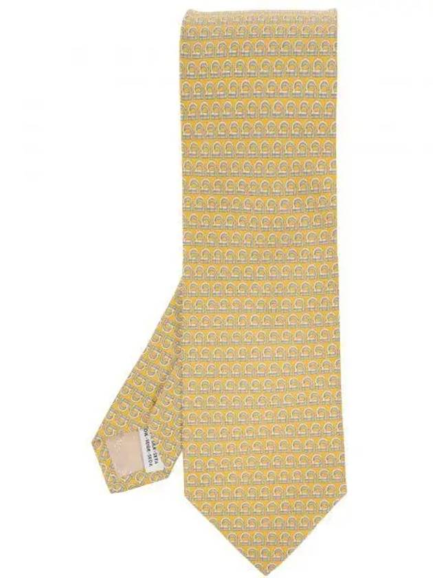 Interwoven Gancini Print Silk Tie Beige - SALVATORE FERRAGAMO - BALAAN 2