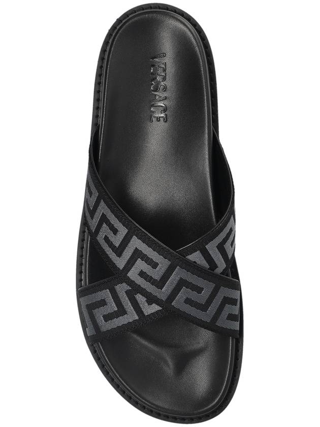 Versace Slides With ‘Greca’ Pattern, Men's, Black - VERSACE - BALAAN 6