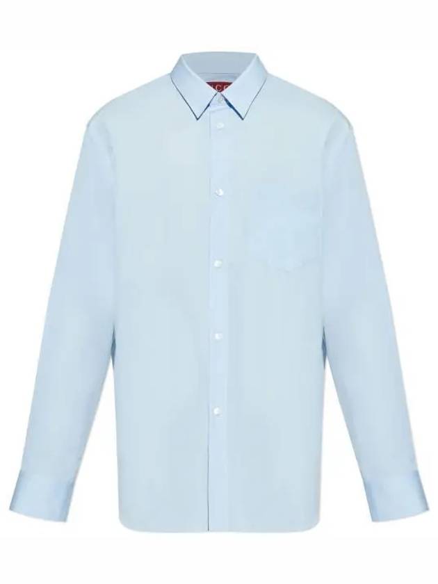 Cotton Poplin Long Sleeve Shirt Blue - GUCCI - BALAAN 2