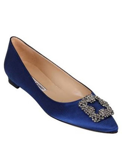 Hangisi Satin Jewel Buckle Flat Blue - MANOLO BLAHNIK - BALAAN 2