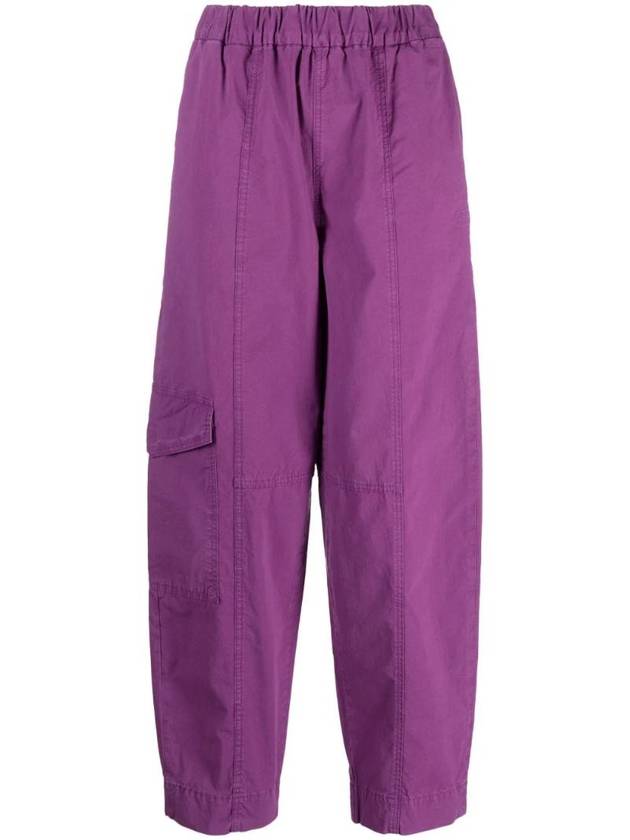 Banding Waist Tapered Straight Pants Purple - GANNI - BALAAN 1