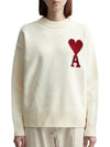 Intarsia Big Heart Logo Wool Knit Top Ivory - AMI - BALAAN 3