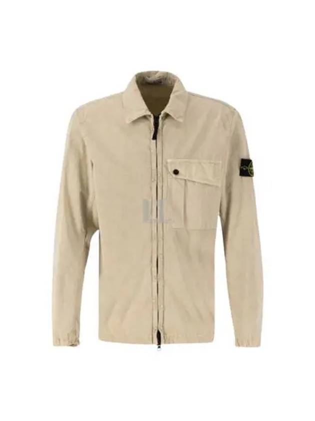 Old Treatment Garment Dyed Overshirt Jacket Beige - STONE ISLAND - BALAAN 2