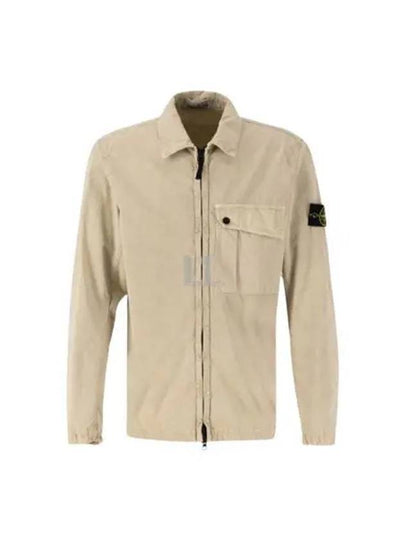 Old Treatment Garment Dyed Overshirt Jacket Beige - STONE ISLAND - BALAAN 2