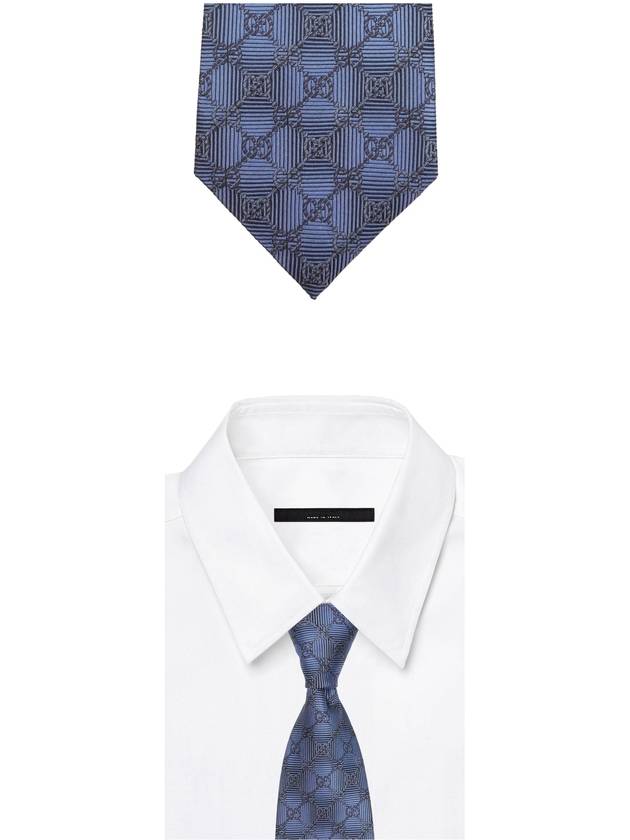 GG Pattern Slim Silk Tie Blue - GUCCI - BALAAN 3