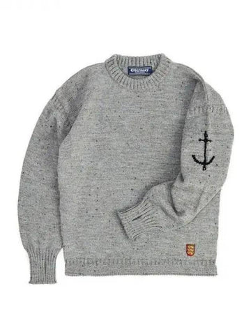 Crew neck whole garment sweater dark gray nep domestic product GPCX22110399895 - GUERNSEY WOOLLENS - BALAAN 1