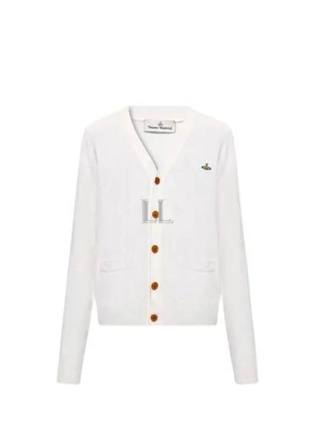 ORB Logo V-Neck Cardigan Cream - VIVIENNE WESTWOOD - BALAAN 2