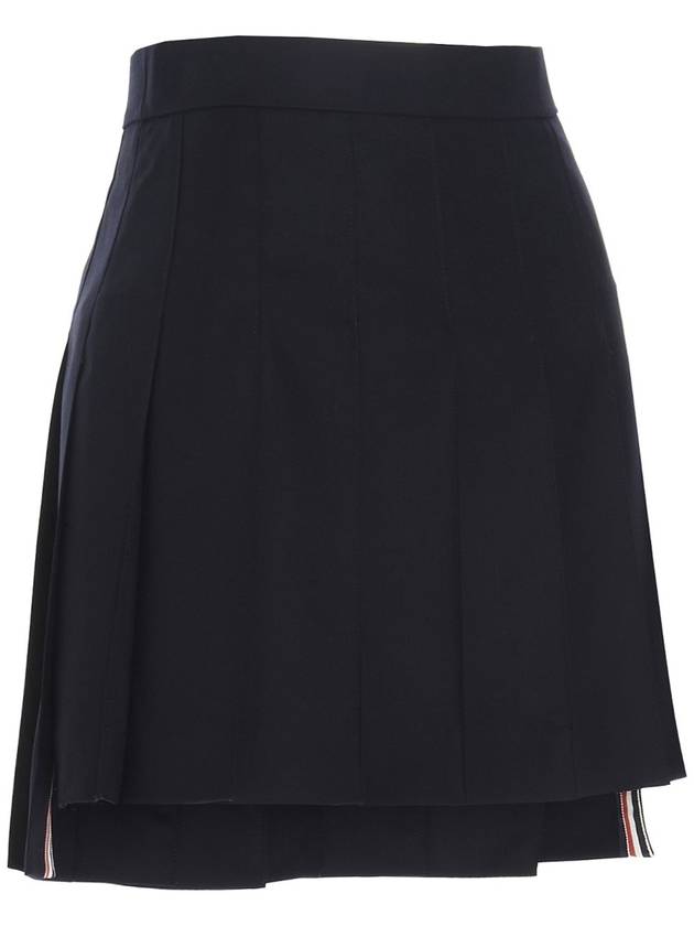 RMB Wool Mini Pleated Skirt Navy - THOM BROWNE - BALAAN 4