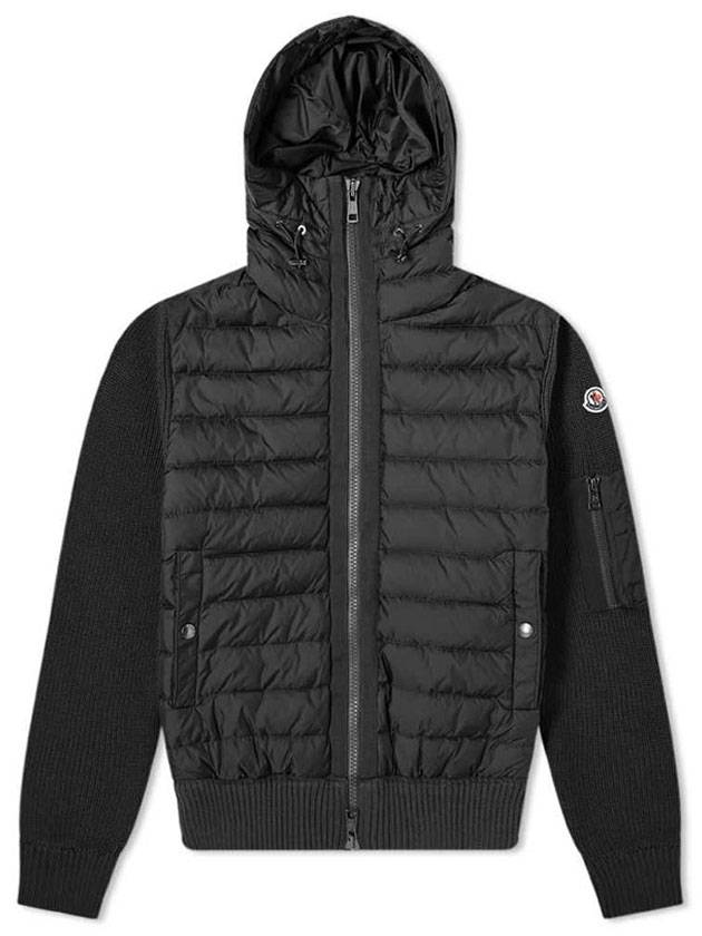 Padded Wool Hooded Jacket Black - MONCLER - BALAAN 1