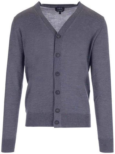 Samuel V-Neck Wool Cardigan Dark Grey - A.P.C. - BALAAN 2