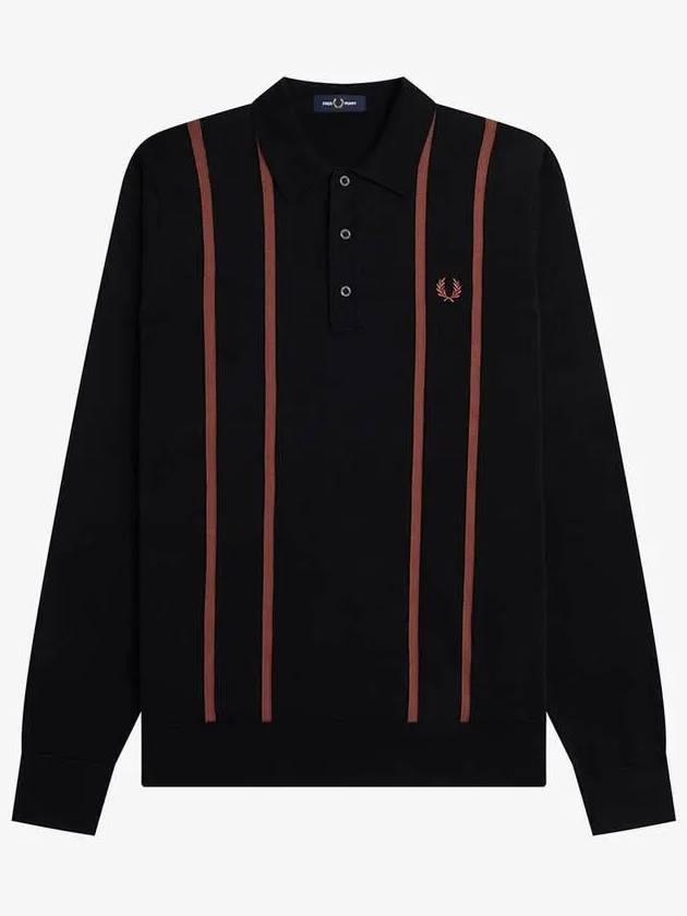 Sharp Vertical Stripe Knit Shirt 102 AFPM2336537 Black - FRED PERRY - BALAAN 1