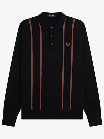 Sharp Vertical Stripe Knit Shirt 102 AFPM2336537 Black - FRED PERRY - BALAAN 1