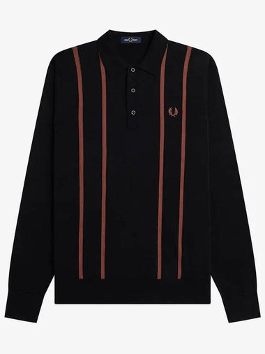 Sharp Vertical Stripe Knit Shirt 102 AFPM2336537 Black - FRED PERRY - BALAAN 1