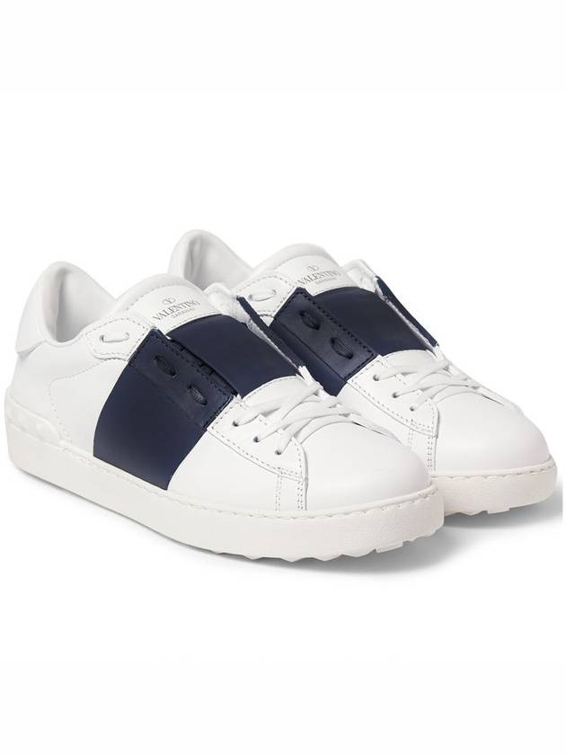 Men's Hidden Open Band Low Top Sneakers White Navy - VALENTINO - BALAAN 2