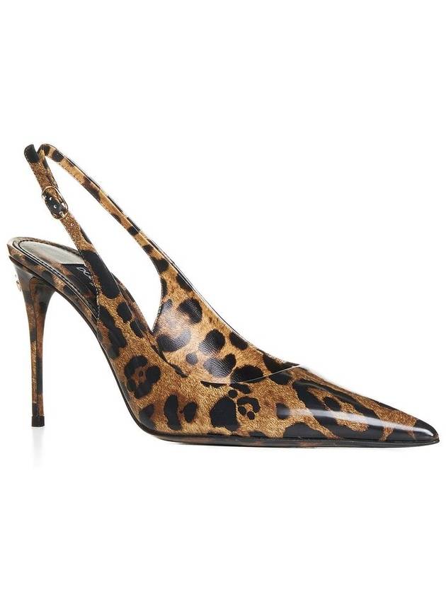 Leopard Print Polished Calfskin Slingback Heel Brown - DOLCE&GABBANA - BALAAN 3