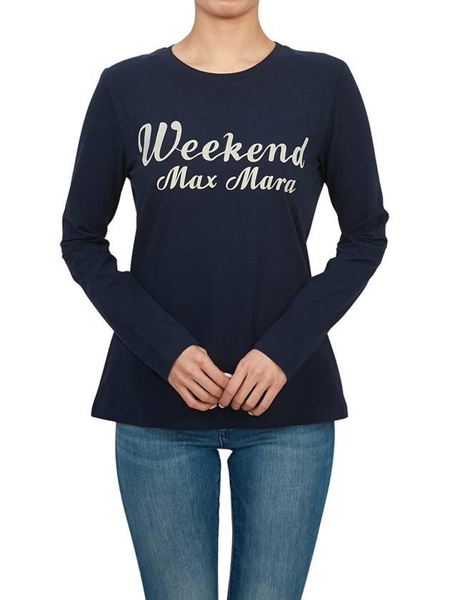 Quinoa Logo Print Long Sleeve T-Shirt Navy - MAX MARA - BALAAN 5