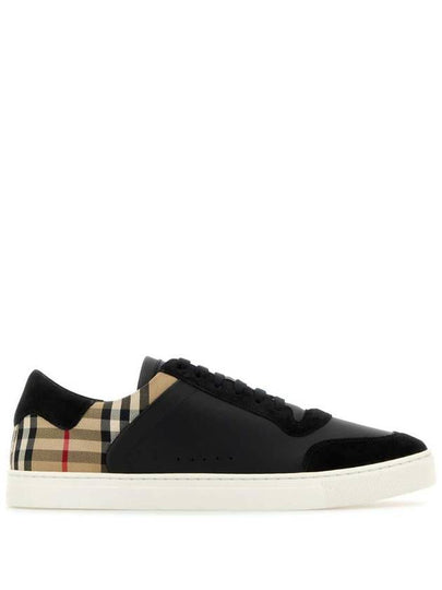 Checked Leather Suede Low Top Sneakers Black - BURBERRY - BALAAN 2