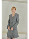 Gingham Pleated Blazer Wool Midi Dress Grey - AILE DE - BALAAN 3