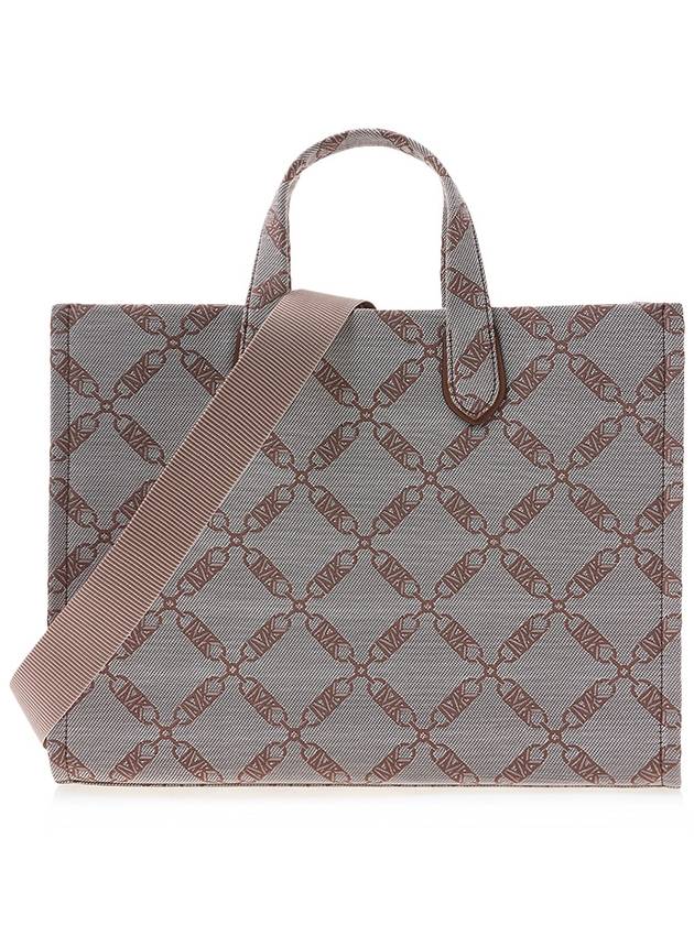 Gigi Large Empire Logo Jacquard Tote Bag Beige Brown - MICHAEL KORS - BALAAN 4