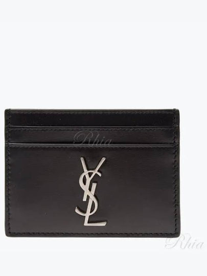 Monogram Card Case in Smooth Leather Black - SAINT LAURENT - BALAAN 2