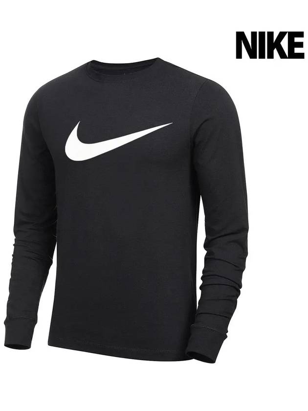 Men's Icon Swoosh Long Sleeve T-Shirt Black - NIKE - BALAAN 2