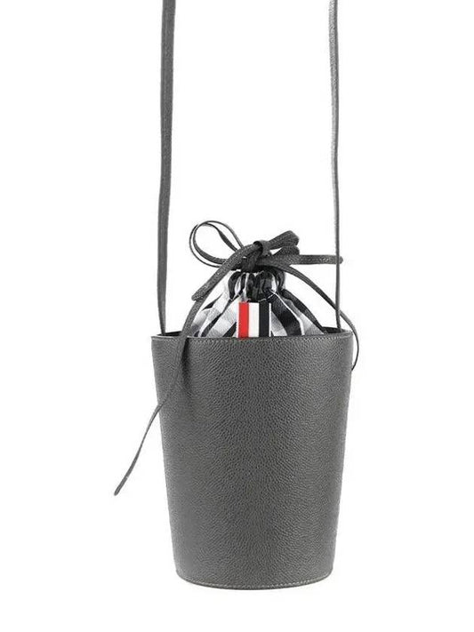 Women’s Gingham Pebble Grain Mini Bucket Bag Dark Grey - THOM BROWNE - BALAAN 2