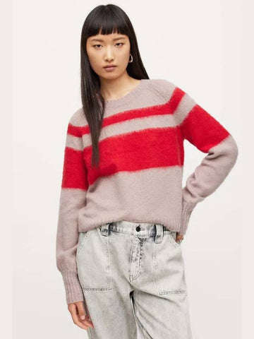 Lana striped knit WK042X 7790 light pink - ALLSAINTS - BALAAN 1