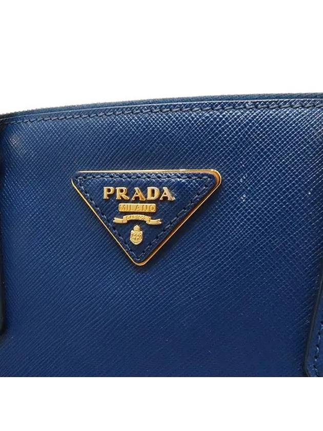 BN1786 Blue color SAFFIANO LUX gold logo tote bag - PRADA - BALAAN 4