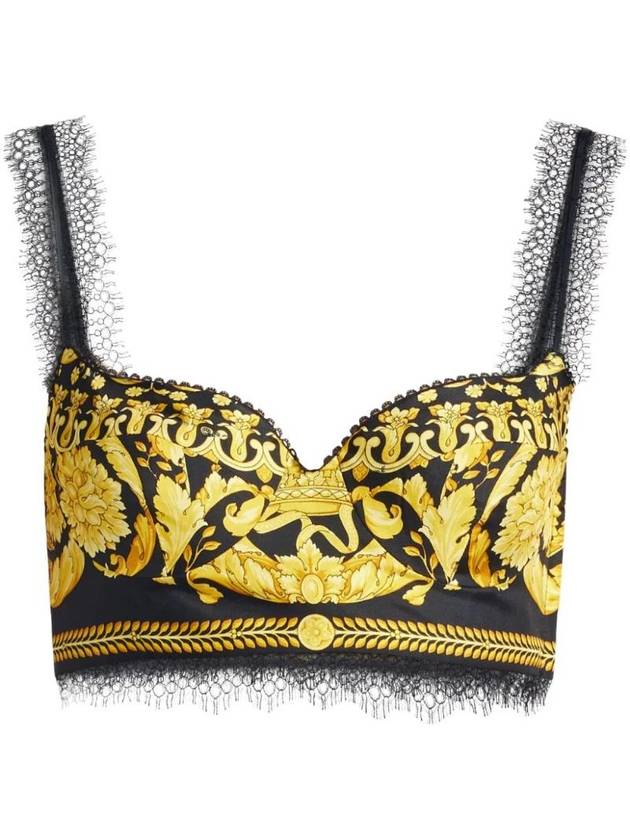 Barocco Print Silk Bralette 10013471A10193 - VERSACE - BALAAN 1