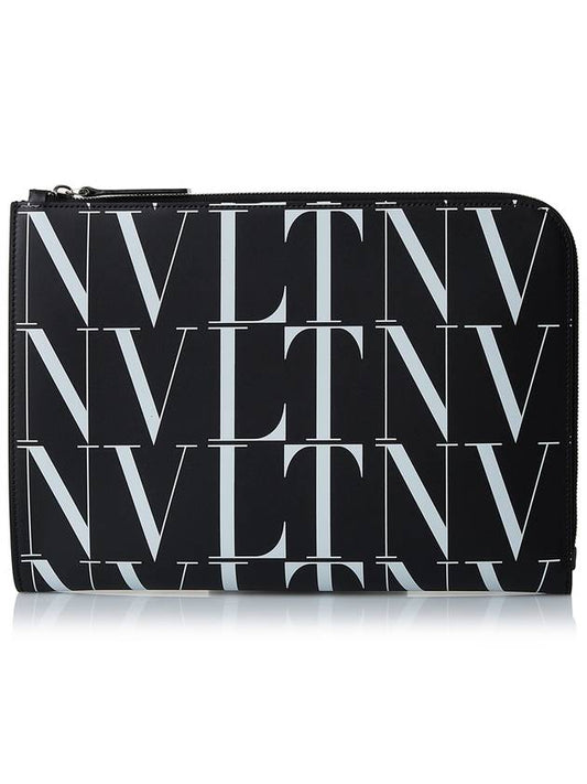 Timeless VLTN Logo Clutch Bag Black - VALENTINO - BALAAN.