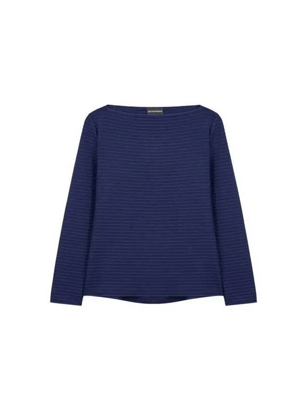 Women s Embossed Striped Easy Knit Navy - EMPORIO ARMANI - BALAAN 1