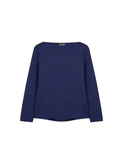 Women s Embossed Striped Easy Knit Navy - EMPORIO ARMANI - BALAAN 1