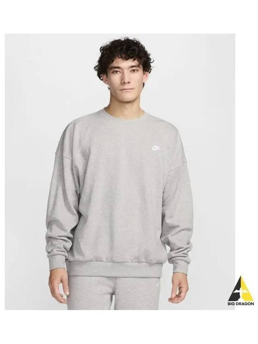 Club Fleece Oversized French Terry Crew M Dark Gray Heather Light Smoke White HJ1820 063 - NIKE - BALAAN 1