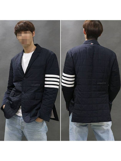 4 Bar Poly Twill Padding Blazer Jacket Navy - THOM BROWNE - BALAAN 2