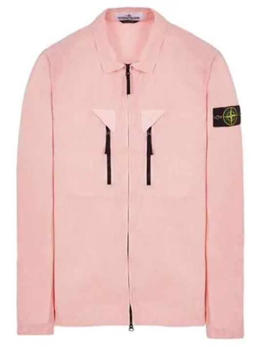 Wappen Patch Old Treatment Zip-Up Overshirt Pink - STONE ISLAND - BALAAN 2