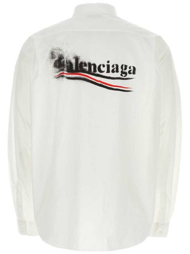 Political Stencil Large Fit Long Sleeve Shirt White - BALENCIAGA - BALAAN 3