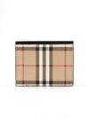 Vintage Check Leather Small Folding Wallet Archive Beige Black - BURBERRY - BALAAN 4