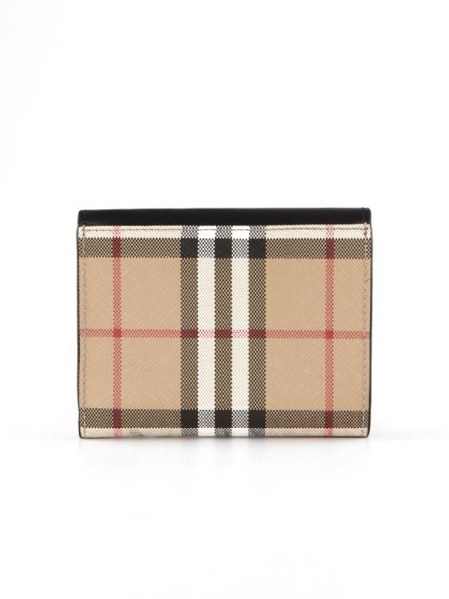 Vintage Check Leather Small Folding Wallet Archive Beige Black - BURBERRY - BALAAN 4