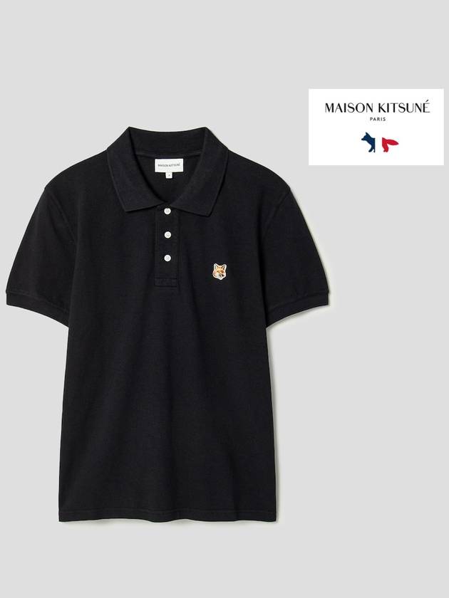 Fox Head Patch Cotton Polo Shirt Black - MAISON KITSUNE - BALAAN 2