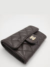 Classic flap wallet snap card dark brown gold AP0214 - CHANEL - BALAAN 3