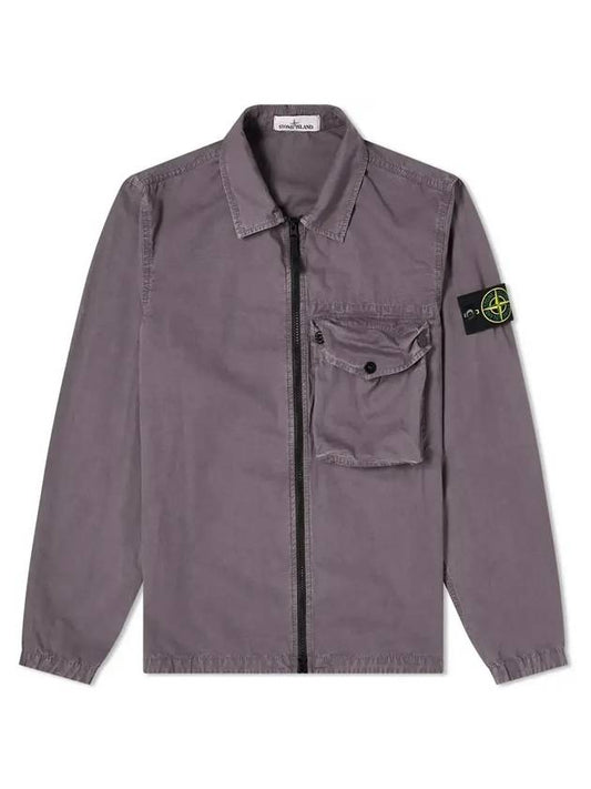 Men's Old Effect Overshirt Zip-Up Jacket Purple - STONE ISLAND - BALAAN 1